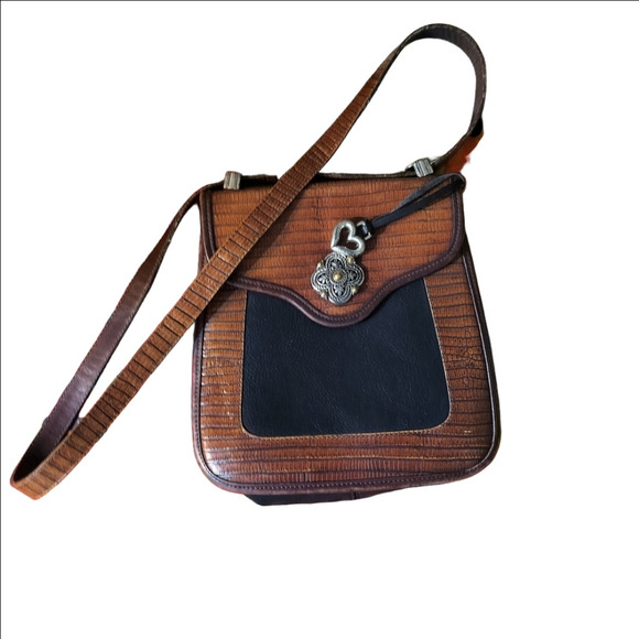 Brighton Brown and Black Leather Crossbody Bag - Picture 1 of 7